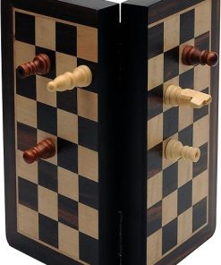 Travel Magnetic Folding Black Stained Wooden Chess Set 8 Inches 2