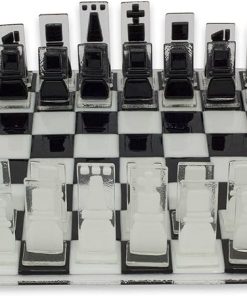 NOVICA Decorative Glass Chess Sets, Black and White, ‘Crystalline Challenge’