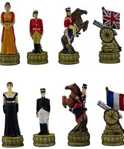 Hand Painted Napoleon and The Duke of Wellington Chess Set with Cabinet 2