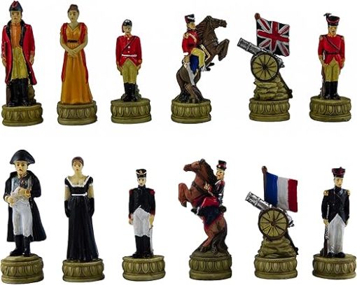 Hand Painted Napoleon and Duke of Wellington Chess Set with Luxury Board - Image 2