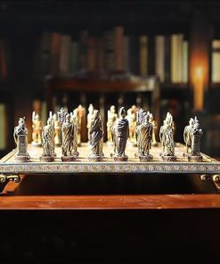Antique Roman Warrior Resin Chess Set Hand Painted Collectible Decor 2