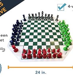 WE Games Four Player Chess Set Unique Board for Team Play and Fun 2