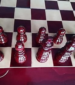 Handmade 25×25 Inch Wooden Chess Set with Box and Bordeaux Wood Pieces 2