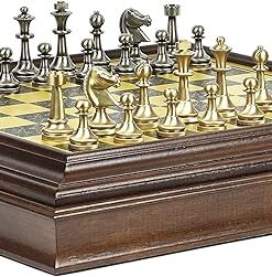 Bello Stefano Solid Brass Chessmen and Bellagio Cabinet from Italy 2