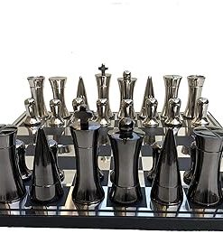 Aluminum Chess Set with 3.5″ King and 14″ Board – Chess Empire Decor