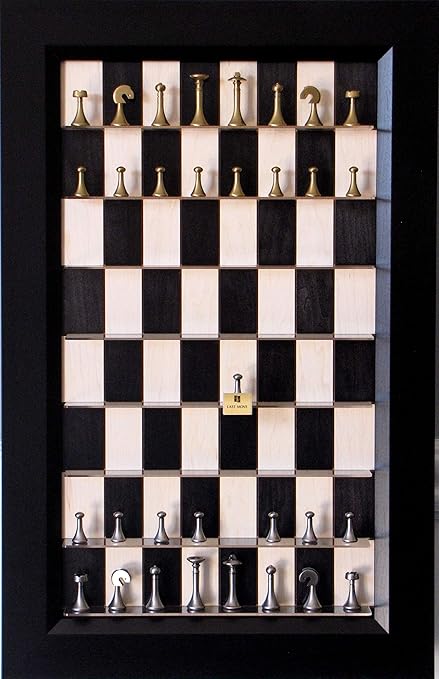 Black Maple Chess Board with Italfama Modern Brass Chess Pieces Set 2 Black Maple Chess Board with Italfama Modern Brass Chess Pieces Set - Image 2