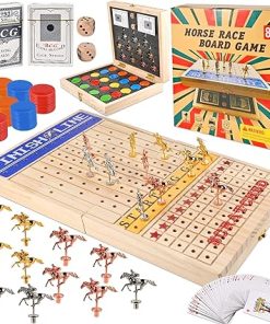 Horse Racing Board Game 21 Inches with 11 Metal Horses and 120 Chips