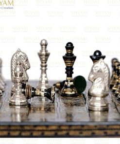 Premium Brass Chess Set for Adults and Kids Classic Design Silver Black 2