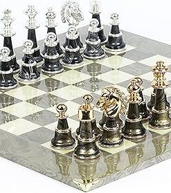 Luxury Mancini Chessmen 24K Gold/Silver Plated with Greenwich Board 2