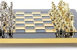 Greek Roman Army Chess Set Brass Nickel Blue Chess Board 2