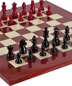 Contemporary Staunton Chess Set and Eleganza Chess Board Made in Italy 2