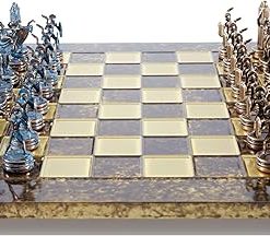 Greek Mythology Chess Set Blue Copper with Brown Chess Board 2