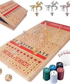 Horse Racing Board Game for Adults – 21 Inch Foldable Wood Set