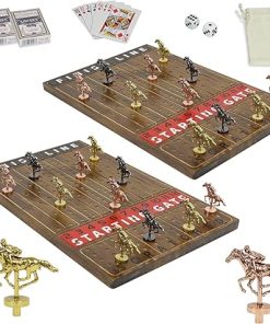 Metal Horse Racing Board Game Luxury Edition with Dice and Cards Set