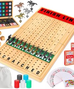 Horse Racing Board Game 21 Inches with Cards Dice and Metal Foals