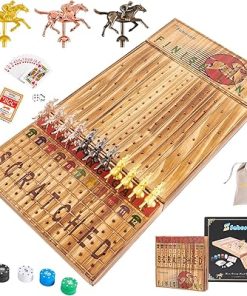 Portable Horse Racing Board Game with 11 Metal Horses and Dice