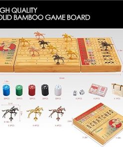 Portable Horse Racing Board Game with 11 Metal Horses and 100 Chips 2