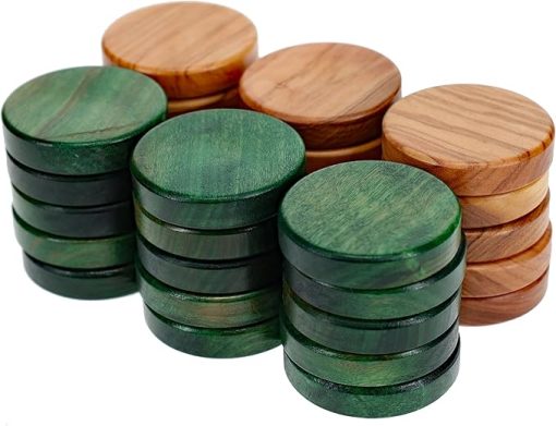 WE Games Olive Wooden Backgammon Pieces Green Natural 1 Inch Set