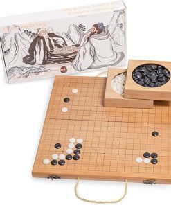 19 x19 Folding Go Game Set with Bamboo Bowls and Jade Go Pieces