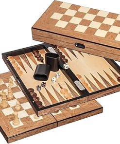 Chess Backgammon Dame Set 40 Mm Light Brown Color