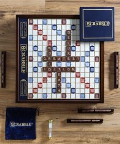 Scrabble Deluxe Edition Rotating Wooden Board Classic Family Game 2
