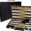 Backgammon Set in Black Leatherette Case for Family and Travel Games