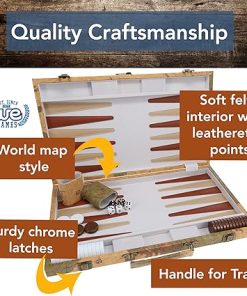 18 Inch Backgammon Set with Screen Printed Points for Map Design Gaming 2