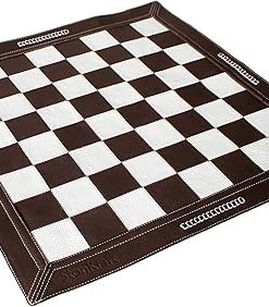 Stonkraft 19×19 Genuine Leather Dark Tan Roll-Up Tournament Chess Board