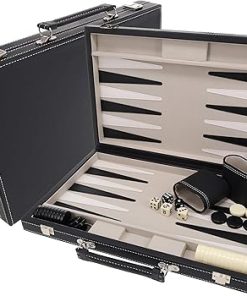 Black Leatherette Backgammon Set – 18 Inch Size