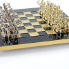 Bronze Cycladic Art Chess Set with Blue Chess Board for Collectors 3
