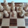 Handcarved Hazel Wood Chess Pieces with Beech Wood Chessboard Box