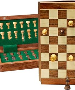 Travel Magnetic Wood Folding Chess Set – Portable 7 in Wooden Board