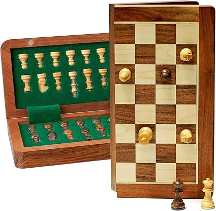 Travel Magnetic Wood Folding Chess Set – Portable 7 in Wooden Board Travel Magnetic Wood Folding Chess Set - Portable 7 in Wooden Board