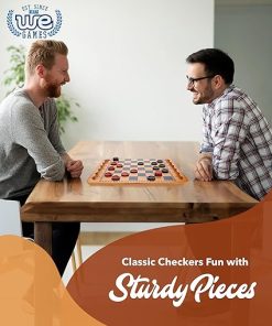 Vintage 14.5-Inch Wood Checkers Board Game Set with 24 Pieces 2