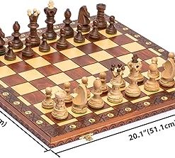 Large Husaria European Wooden Chess Set with Handcrafted Pieces 21.7 Inches 2