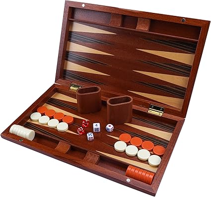 Brown Wooden Backgammon Set 15 Inch Classic Board Game for Travel Brown Wooden Backgammon Set 15 Inch Classic Board Game for Travel