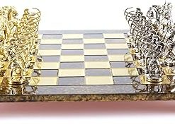 Archers Large Chess Set Brass Nickel with Brown Chess Board 2