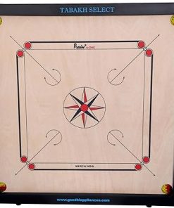 TABAKH 6mm Carrom Board Set with Coins Striker and Powder for Ages 8+