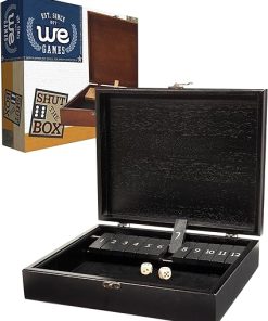 WE Games 12 Number Shut The Box Board Game Black Stained Wood Box