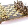 Knights Chess Set in Brass and Nickel with Brown Chess Board 4 Knights Chess Set in Brass and Nickel with Brown Chess Board 4