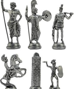 Big Handmade Metal Chess Pieces Set Ancient Greece 11 cm King Size 2
