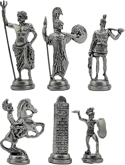 Big Handmade Metal Chess Pieces Set Ancient Greece 11 cm King Size 2 Big Handmade Metal Chess Pieces Set Ancient Greece 11 cm King Size - Image 2