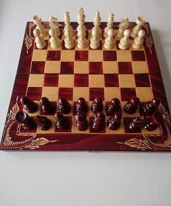 Handmade Wooden Chess Set with Hazel Wood Pieces and Handcarved Board 2