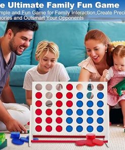 ApudArmis Portable Wooden 4 in a Row Game Set for Family Fun 2