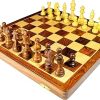 StonKraft 18×18 Collectible Wooden Folding Chess Game Set with Pieces