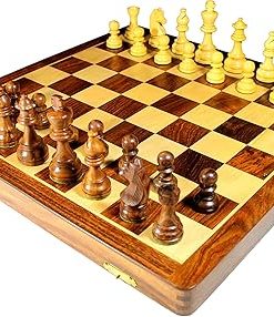 StonKraft 18×18 Collectible Wooden Folding Chess Game Set with Pieces