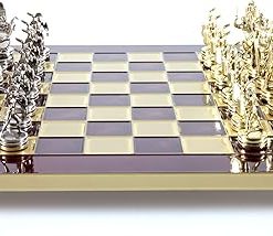 Greek Mythology Chess Set in Brass and Nickel with Red Board 2
