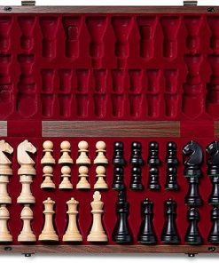 Premium Walnut Folding Chess Board Set with Staunton Pieces and Storage Bag