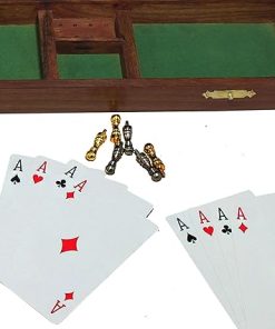 Wooden Cribbage Board Game with 2 Decks of Cards and 6 Metal Pegs 2