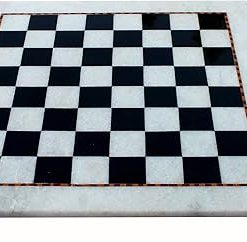 White Natural Stone and Black Marble Chess Board Decorative Home Decor 15 Inch 2